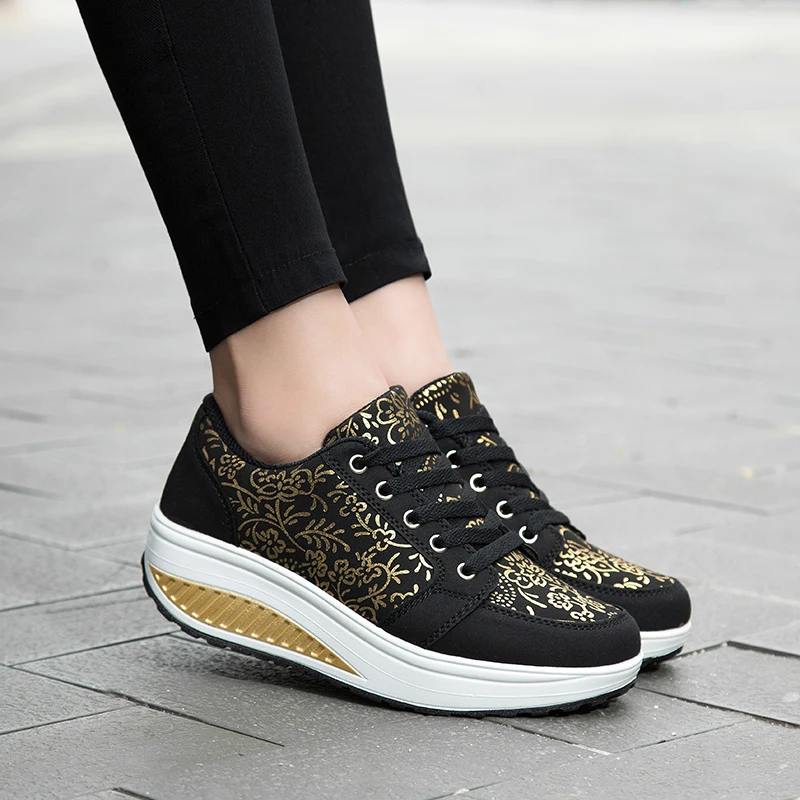 women sports shoes Red Height Increasing Sports Women Sneakers Big 42 Toning Wedge Slimming Fitness Swing Female Platform Dance Shoe