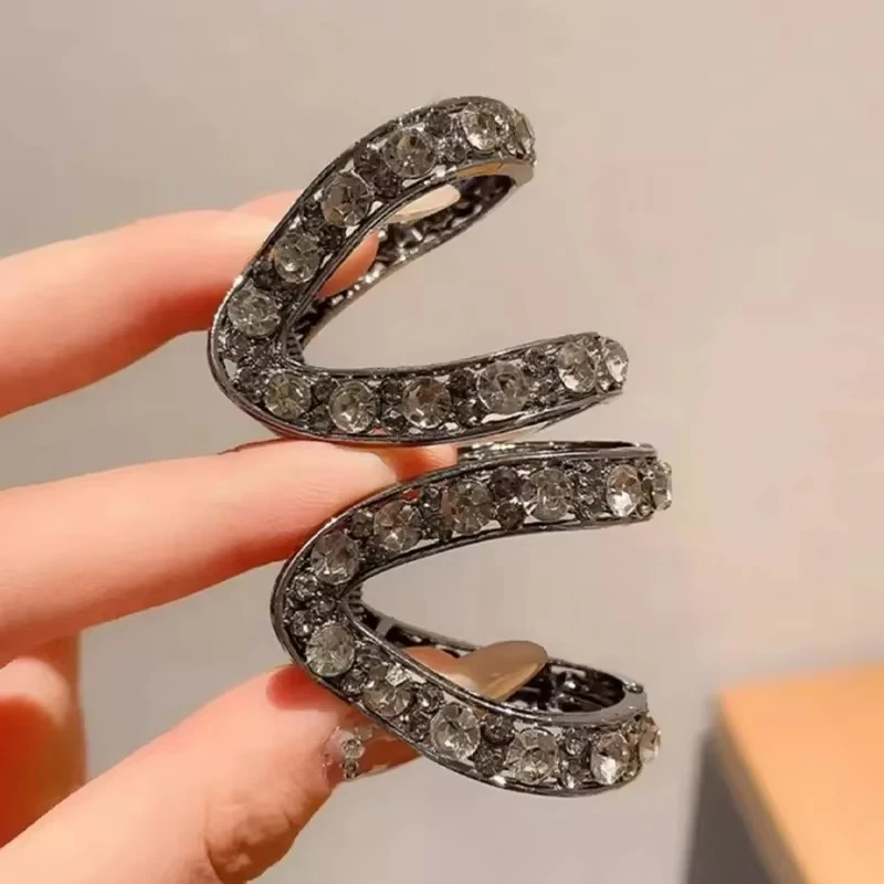 Elegant Rhinestone V-Shaped Hair Claw Clip