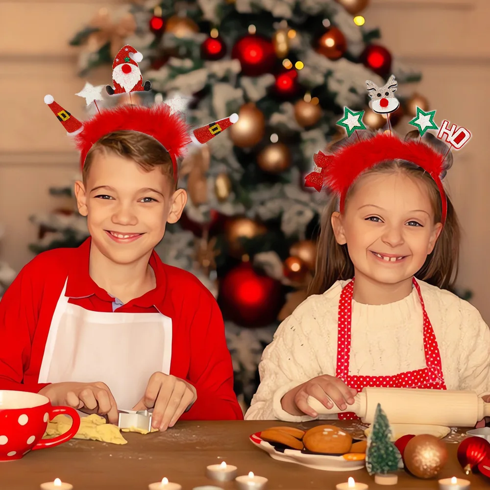 1Pcs Christmas Headbands Children Adult Hair Band Red Christmas Santa Claus Snowman Antlers Headband Xmas Decoration Girls Gifts