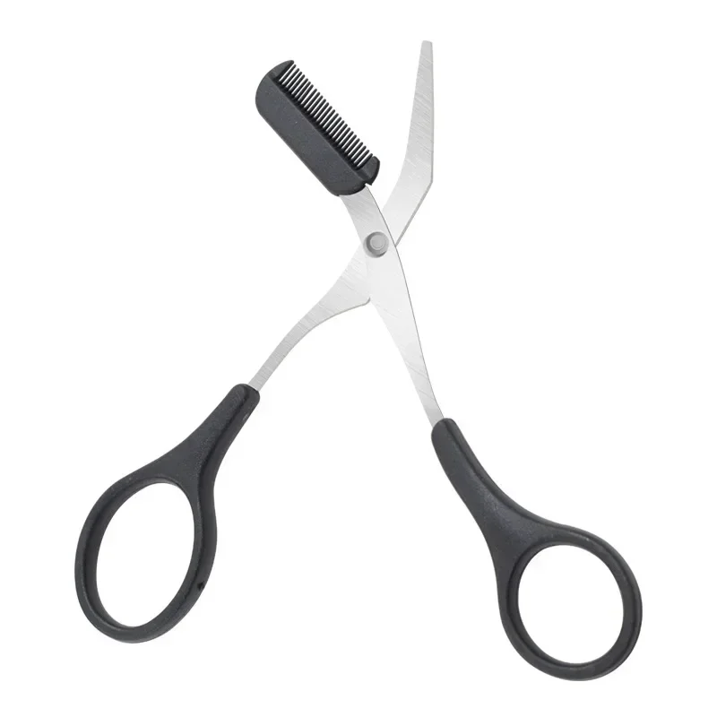 Karsyngirl 1Pcs Safe Eyebrow Trimmer Stainless Steel Eyebrow Scissors with Comb Hair Removal Shaver Eyebrows Shaping Makeup Tool 2