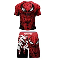 Popular Beach Surf Wear Short Sets For jiu jitsu Bjj No Gi Rashguard+Grappling Shorts Cool Westling stretchy Running Gym Clothes 1
