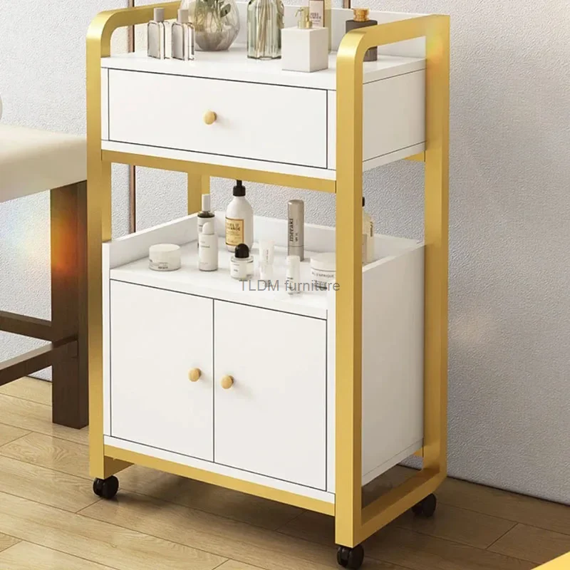 Beauty Salon Tool Cart Light Luxury Golden Salon Trolleys Creative Furniture Room Rack Home Multi-layer Storage Cabinets
