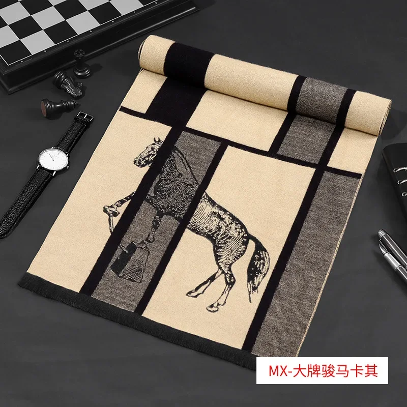 Classic Business Scarf Men High Quality Cashmere Winter Warm Scarves Vintage Shawl Long Wrap Luxury Brand Designer Scarf Gifts