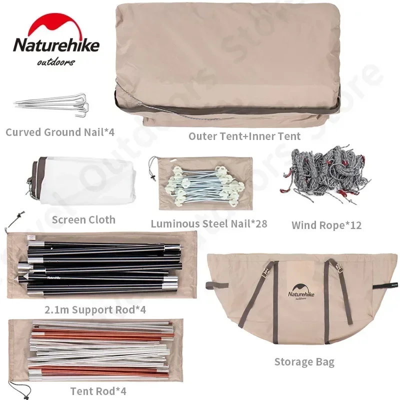 Naturehike Extended Tunnel Tent 4 Season Loop Tent For Car 4-6 Person Family Outdoor Camping Trip 20㎡ Lobby With Screen 150D camping tent,portable tent