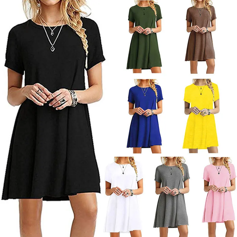 

VOLALO Women Dresses 2024 Summer Sexy O Neck Boho Beach Dress Ruffle Short Sleeve A Line Mini Dress Wrap Sundress Robe