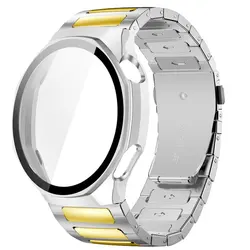 Premium Stainless Steel Bracelet with Tempered Glass Case & Strap for Huawei GT6pro 46mm (Tr - Gold)