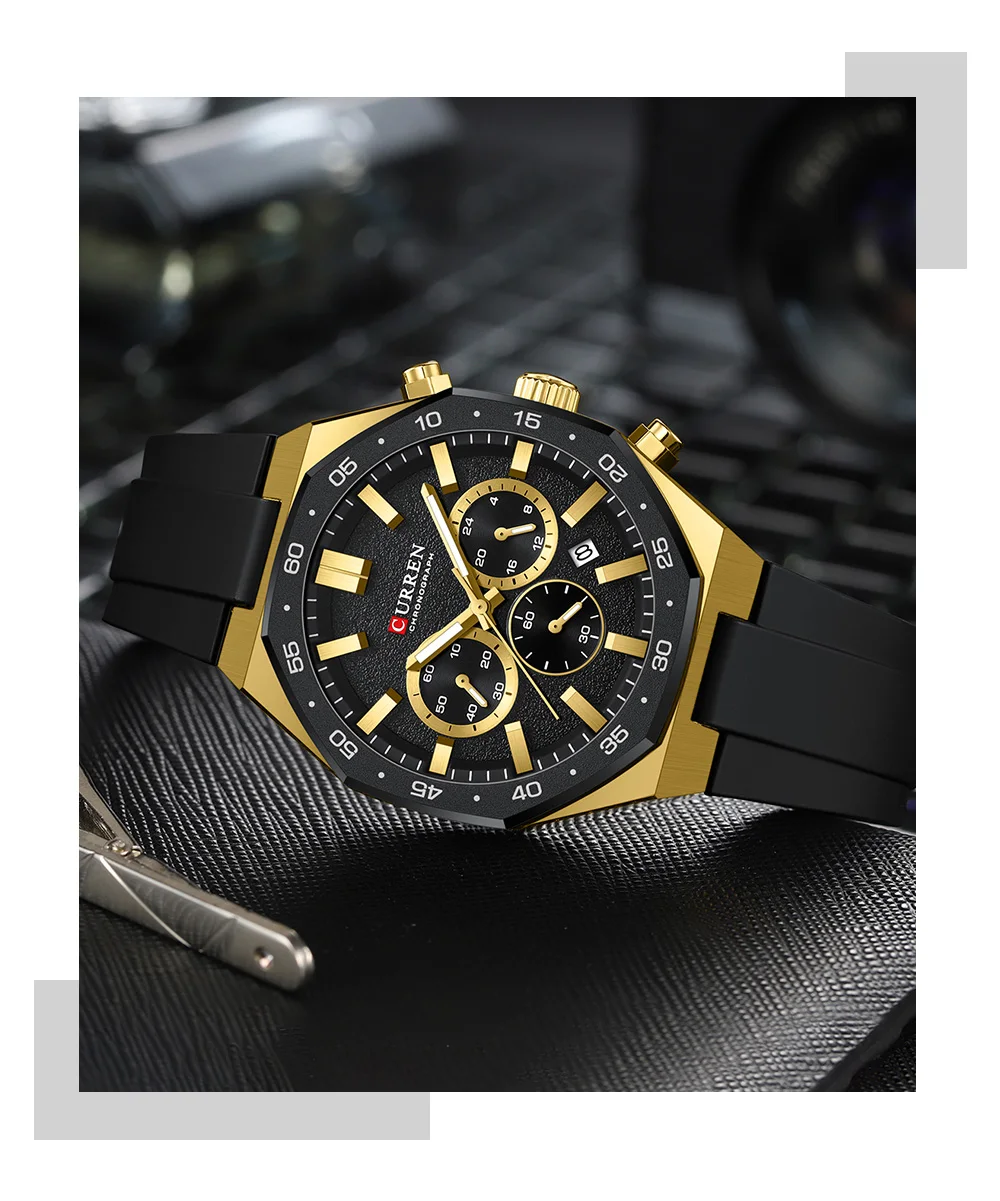Montre à quartz classique pour homme, multifonctionnelle, lumineuse, chronographe, calendrier, étanche, sport, mode._voghion.com