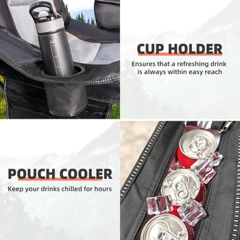 Tisetrail Oversized Camping Chair Folding Chair with Cooler Padded Outdoor Chairs Heavy Duty Support 500 LBS Black&Gray 6