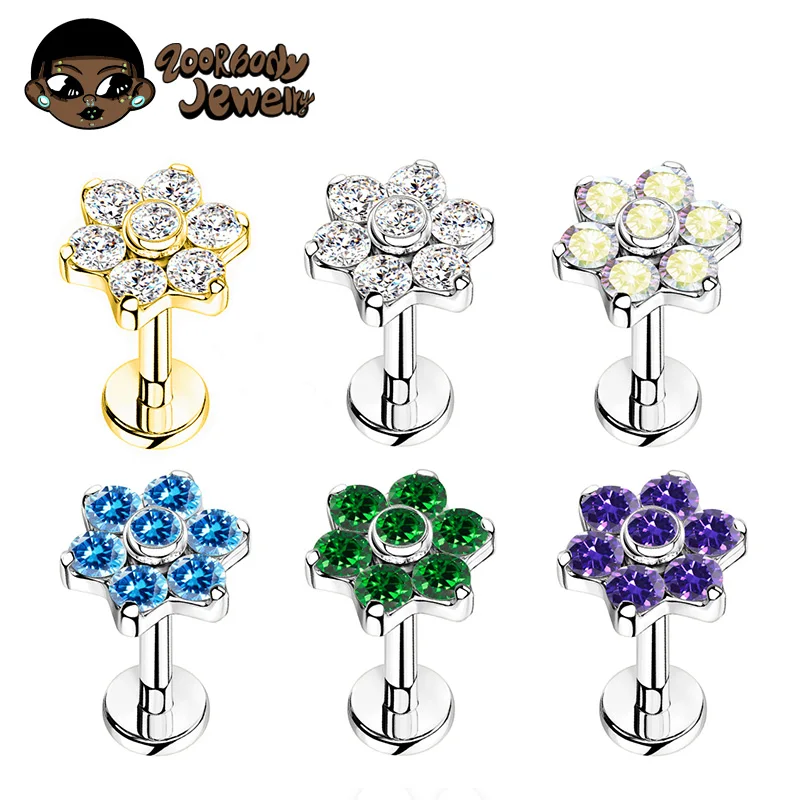 ASTM F136 Titan Blumenpiercing 16G 18G Innengewinde Labret Tragus Helix Conch Piercing Lippe Nase Körperpiercing Schmuck