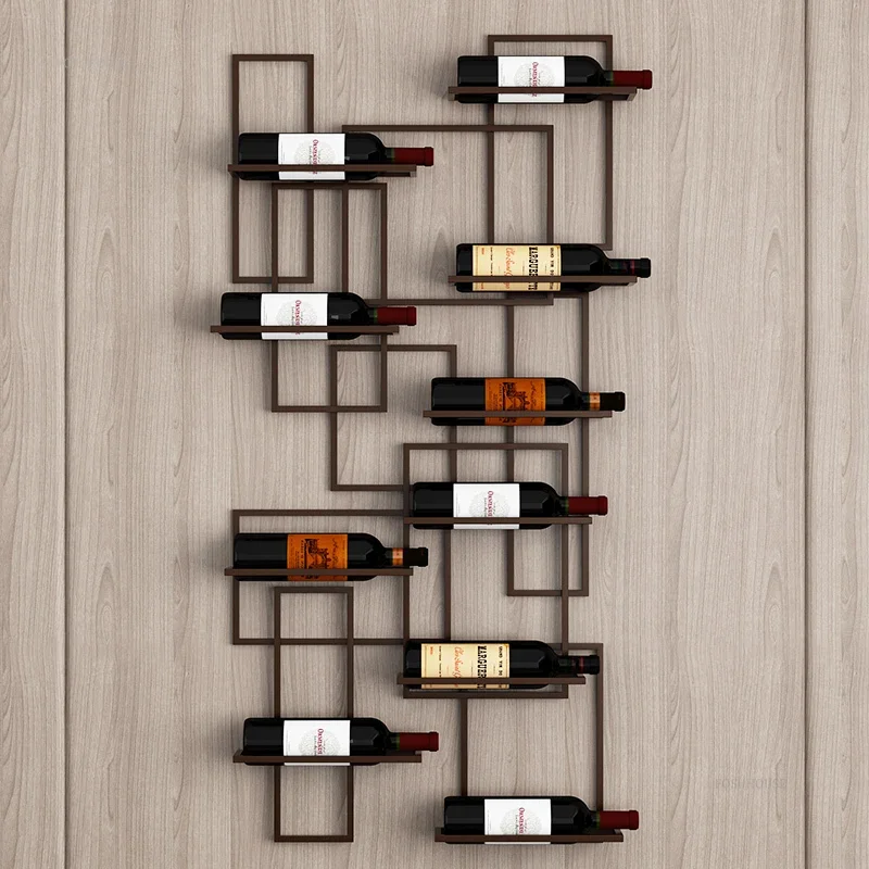 European Simple Showcase for Shop Horizontal Hanging Display Red Wine Rack Creative Metal Design Display Cabinet for Dining Room