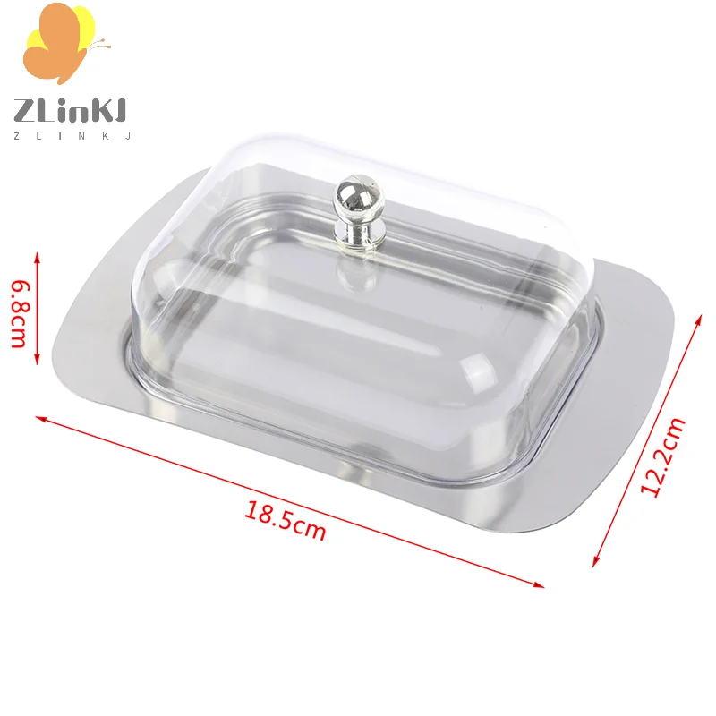 Butter Dish Box Container Cheese Bread Storage Tray See-through Lid 1pcs