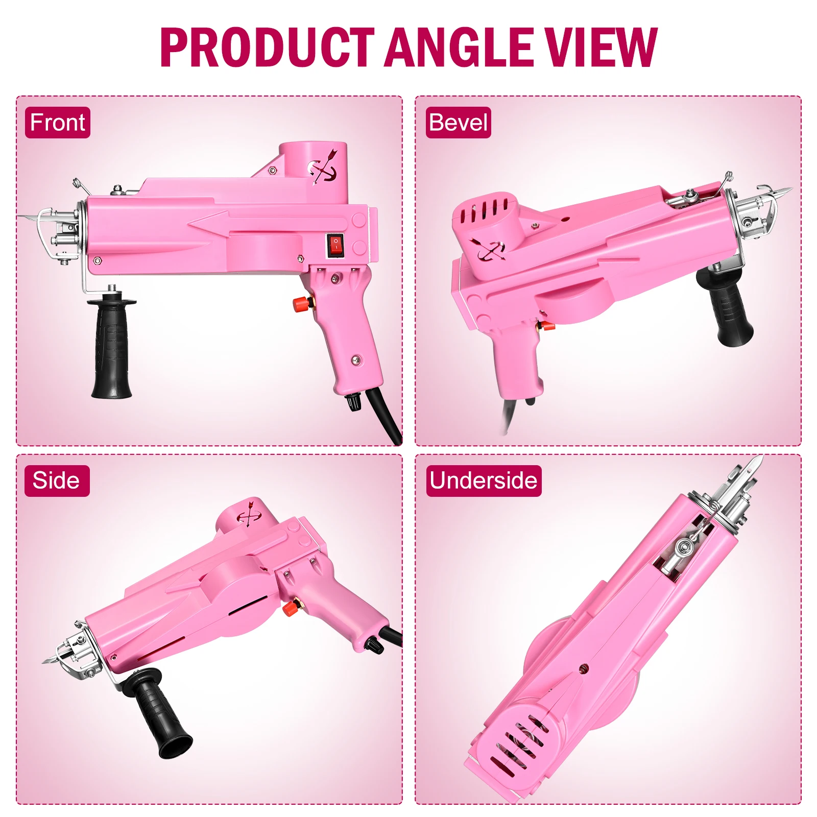 Electric Carpet Tufting Gun, 2 in 1, Both Cut Pile and Loop Pile, Hand Gun, Carpet Weaving, Flocking Machines, DIY Textile Gun