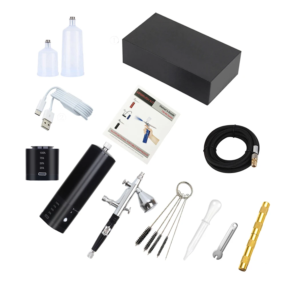 Portable Airbrush Kit Wireless Air Brush with Compressor Electrical Handheld Spray Gun Coloring Tattoo Graffiti Graphic Model Airbrush Pneumatic Tools