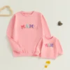 Citgeett Spring Mommy and Me Matching Outfits Long Sleeve Letter Embroidery Sweatshirts Pullovers Clothes 1