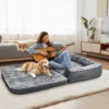 180cm Long Human Size Dog Bed for Adults and Pets to Nap Foldable Calming Pet Bed Plush Cover Orthopedic Sponge Base 1