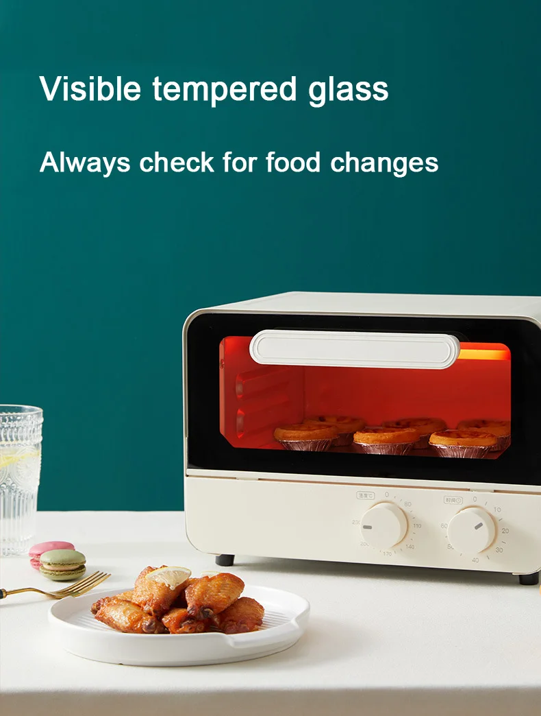 DMWD 12L Electric Oven Multifunctional Mini Baking Oven 800W Household Bread Pizza Baking Machine Double Knob Timing 220V 5