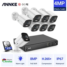ANNKE-Sistema de videovigilancia de red POE FHD de 8MP, grabador NVR con cámaras de seguridad de visión nocturna a todo Color de 4MP, conjunto de cámaras Ip