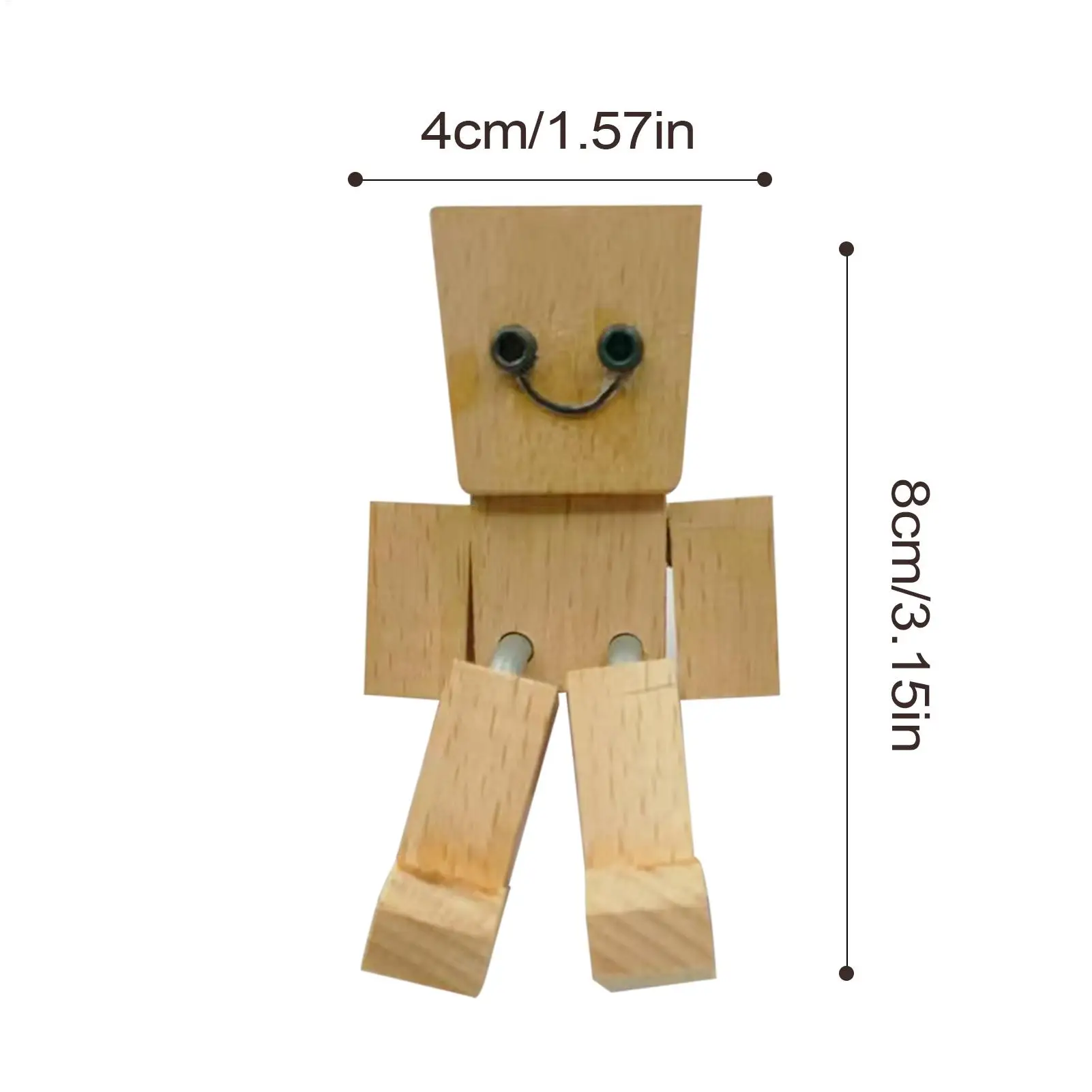 1PC Shaking Wooden Man Figurine With Strong Magnetic Base Cute Car Interior Wood Ornaments Funny Wood Desktop Decor