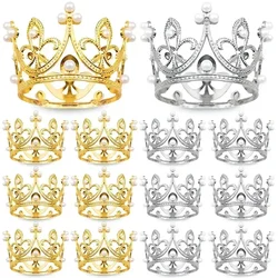 Elegant Gold & Silver Mini Pearl Crown Topper - Cake & Cupcake Decoration - 4PCS (Mixed color)
