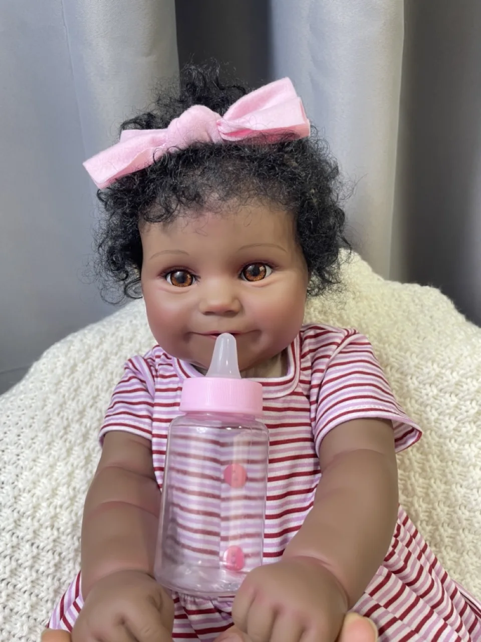

50CM Lifelike African American Reborn Baby Dolls Black Girl Dark Skin Soft Full Vinyl Waterproof or Cloth Body Toy Figure Gift