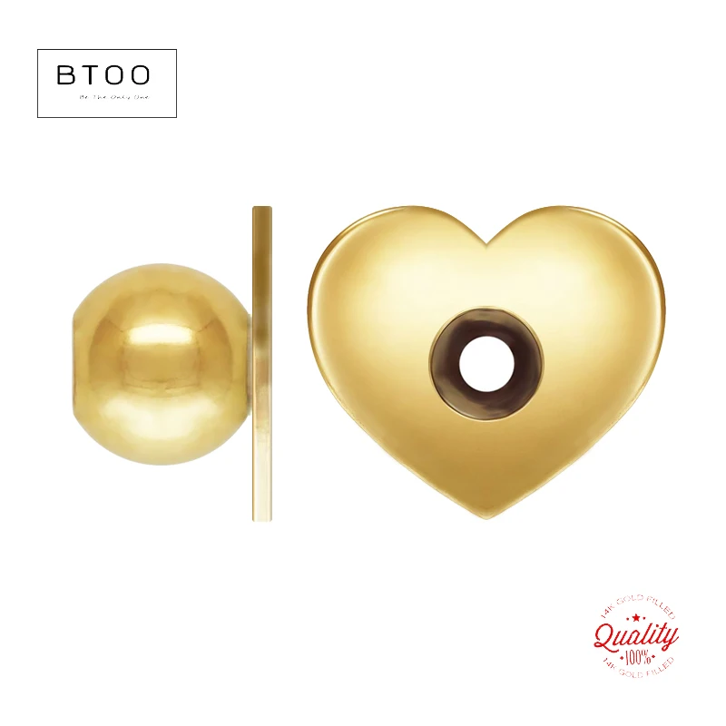 14K Gold Filled Love Heart Ear Clutches 3mm Earring Backs Wholesale Supplies for Jewelry DIY Accessories Gold Jewelry Finding
