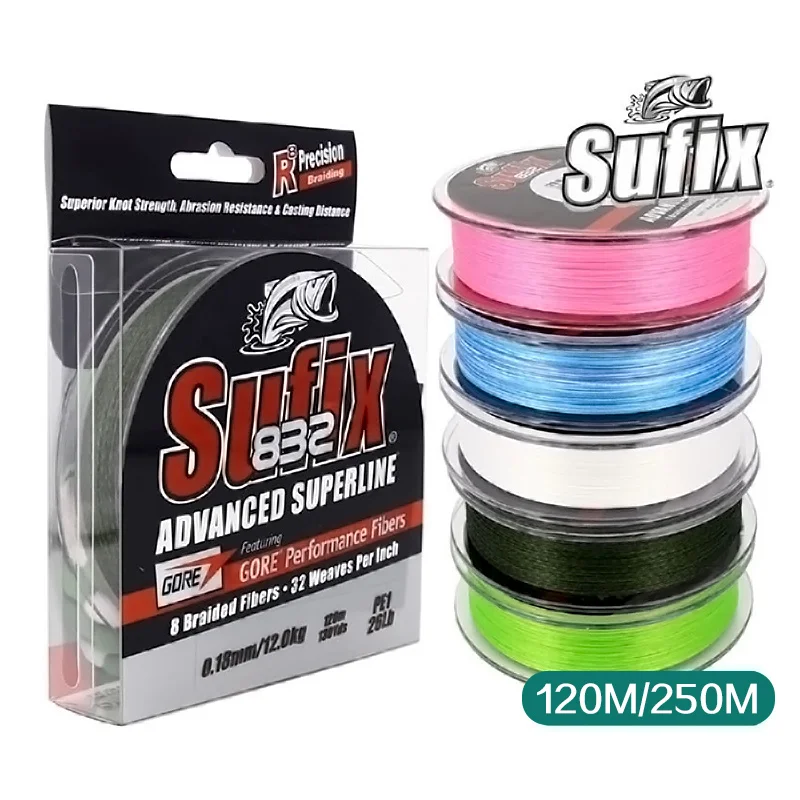 Sufix 832 Braided Fishing Line 120M 250M Advanced Braid 8 Strands  0.1mm-0.48mm 4-80lb Multifilament PE Linha Multifilamento