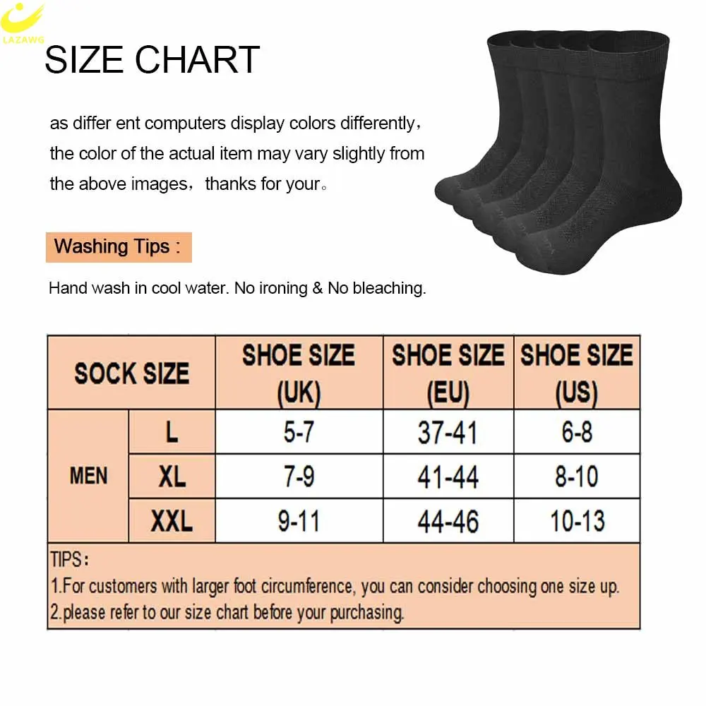 LAZAWG Men's Cotton Socks New Style Black Blue Business Men Socks Soft Breathable Summer Winter for Male Socks