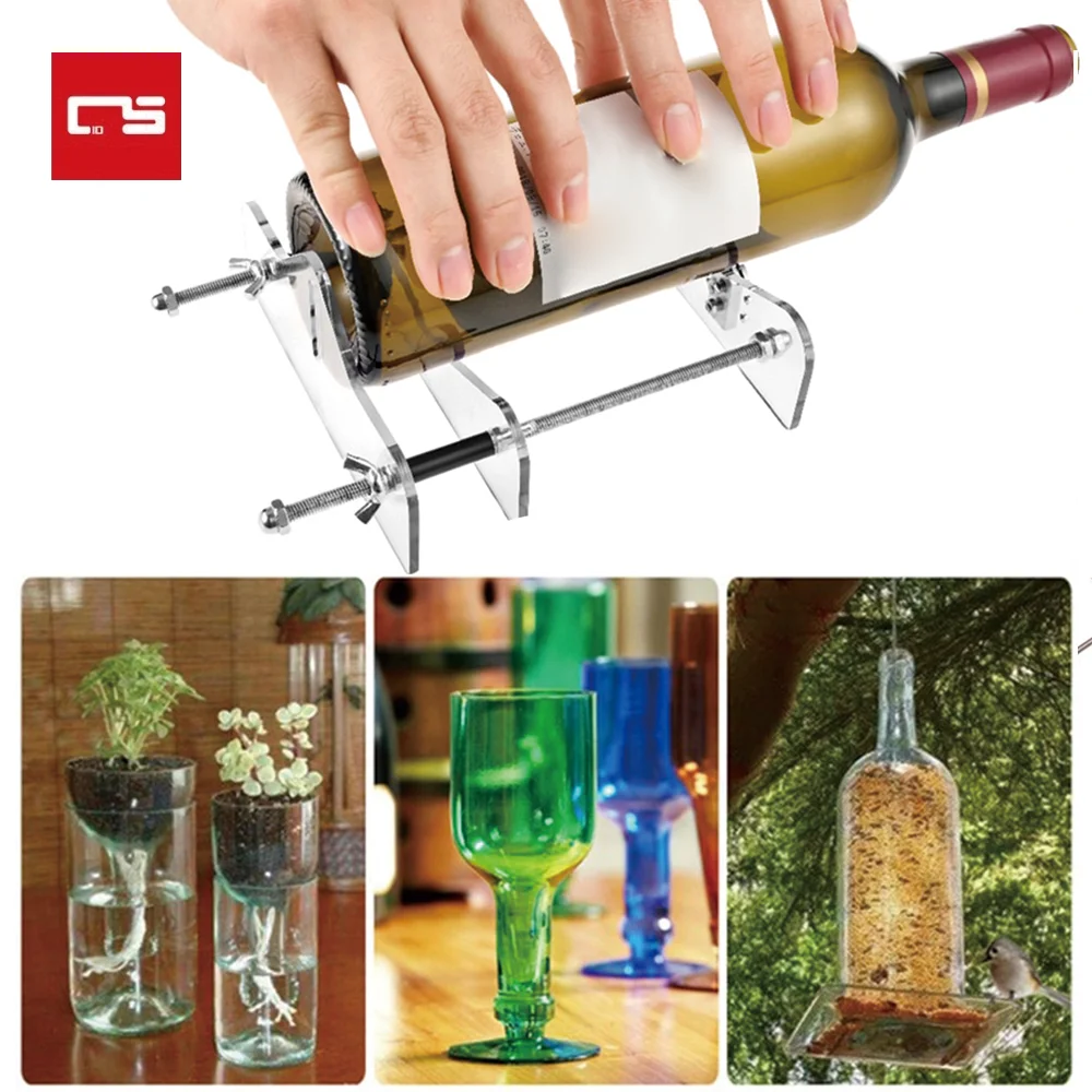 Bottle Glass Cutter Kit Glass Bottle Cutter DIY Tool Bottle Cutter & Glass  Cutter Kit Round and Square Portable Quick Glass Cutting Kit Glass Cutter  for Wine Bottles Glass (Bottle Cutter +