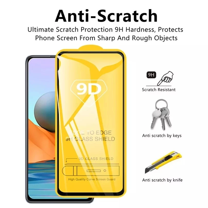 2Pcs 9D Tempered Glass  for Xiaomi Poco X3 Pro NFC F3 M3 M4 Screen Protectors for Redmi Note 11 10 9 8 7 11T Pro 9s 10s 9T 9A 9C