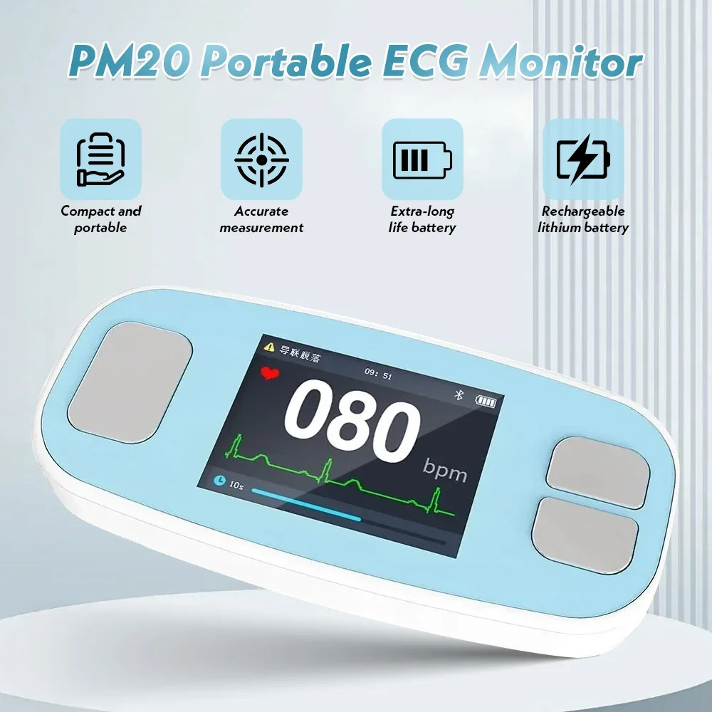 Contec PM20 Digital Portable ECG Monitor 6 Lead EKG Machine Bluetooth Mobile App ecg monitor