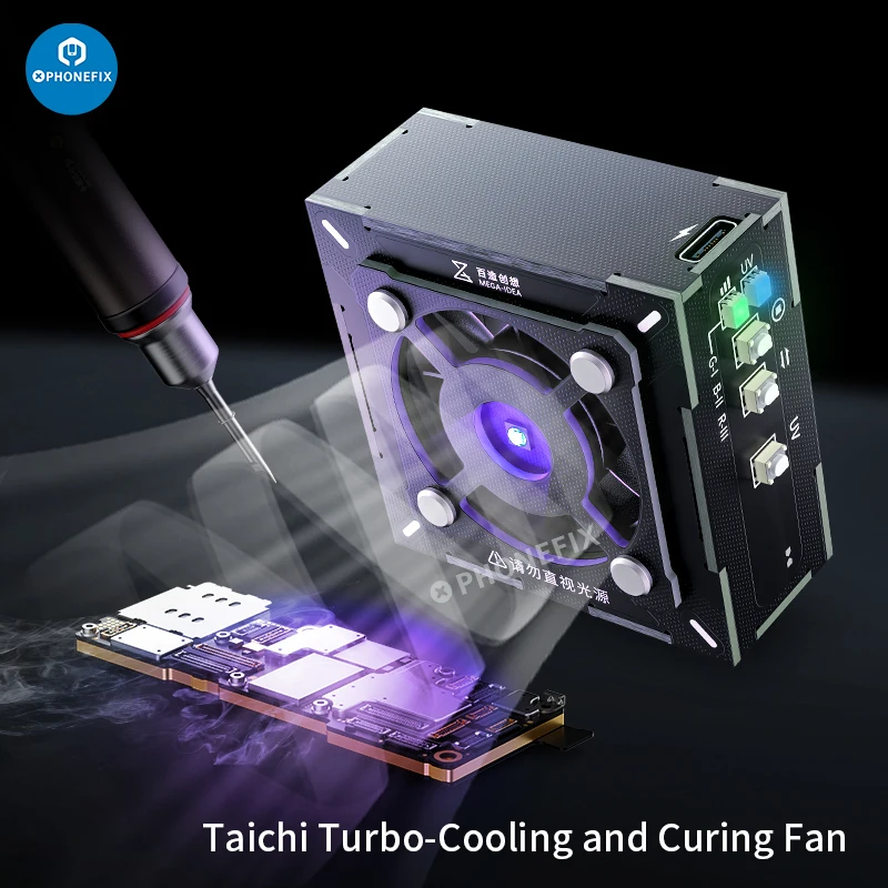

Qianli MEGA-IDEA 2 in 1 3W Power Fast Cooling and UV Curing Fan Heat Dissipation Smoke Exhaust for Motherboard Chip Repair Tool