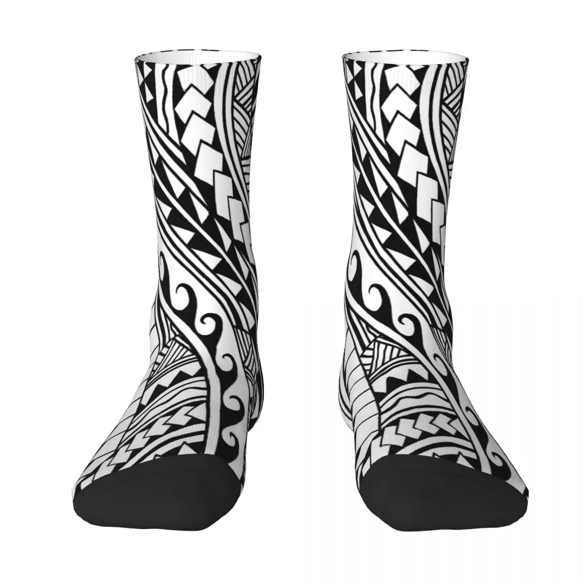 

Hand Drawn Polynesian Tribal Tattoo Sock Socks Men Women Polyester Stockings Customizable Hip Hop