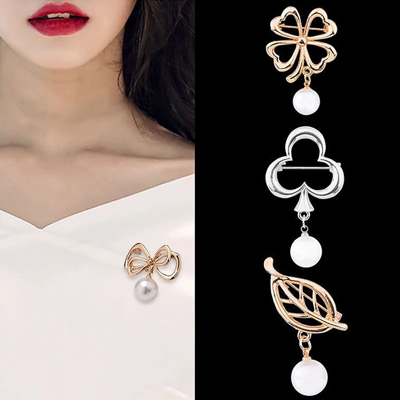 

Fashion Metal Pearl Pendant Brooch Simple Atmosphere Clothes Hat Decorative Buckle Metal Pins Buckle Brooches for Women Accessor