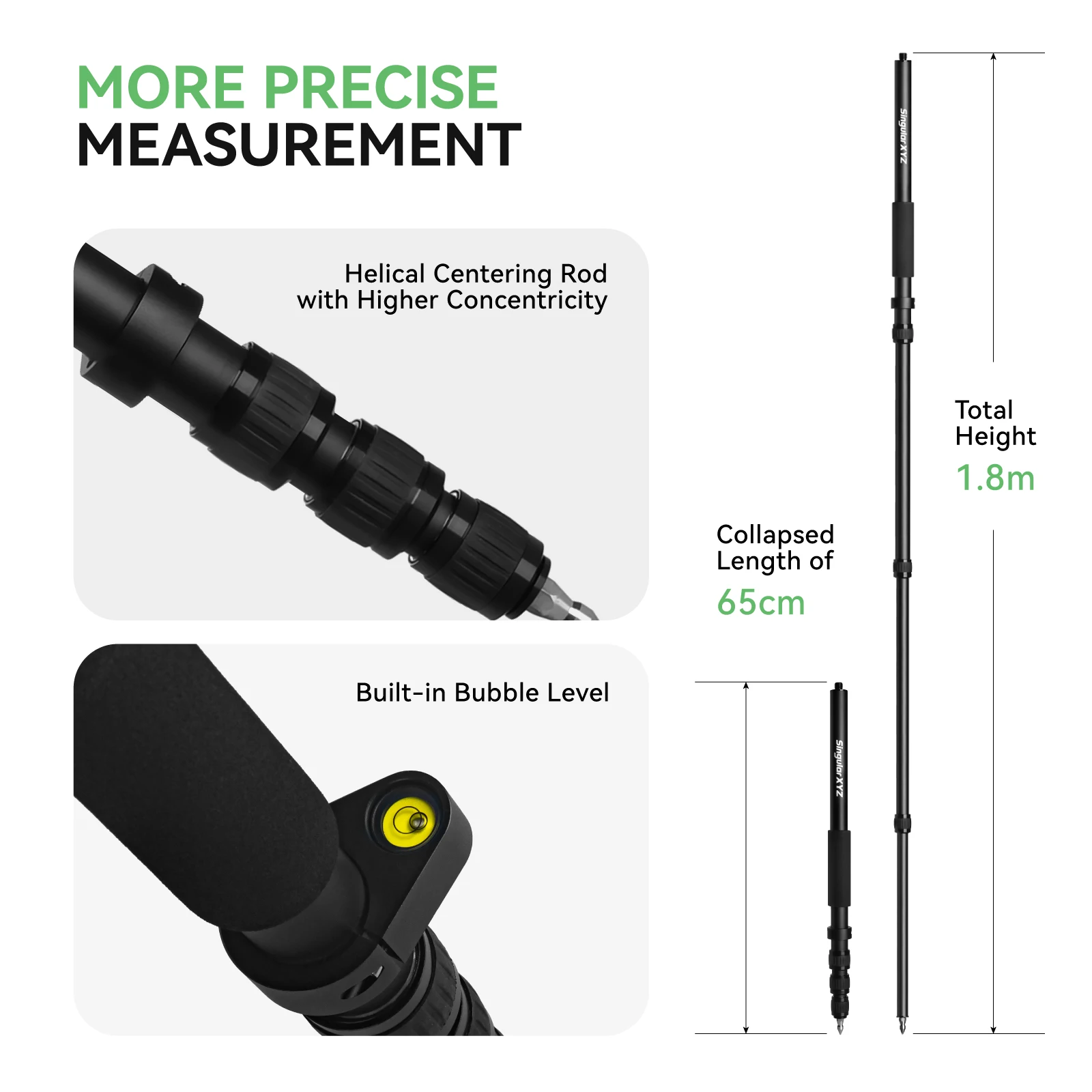 SingularXYZ Surveying Bipod Aluminum Stand w/Telescopic Struts GPS Pole Durable