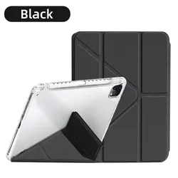 Sleek Tri - Fold Stand Clear Acrylic iPad Air Case with Pen Slot for iPad Air 11(M4) 2026 (Black)