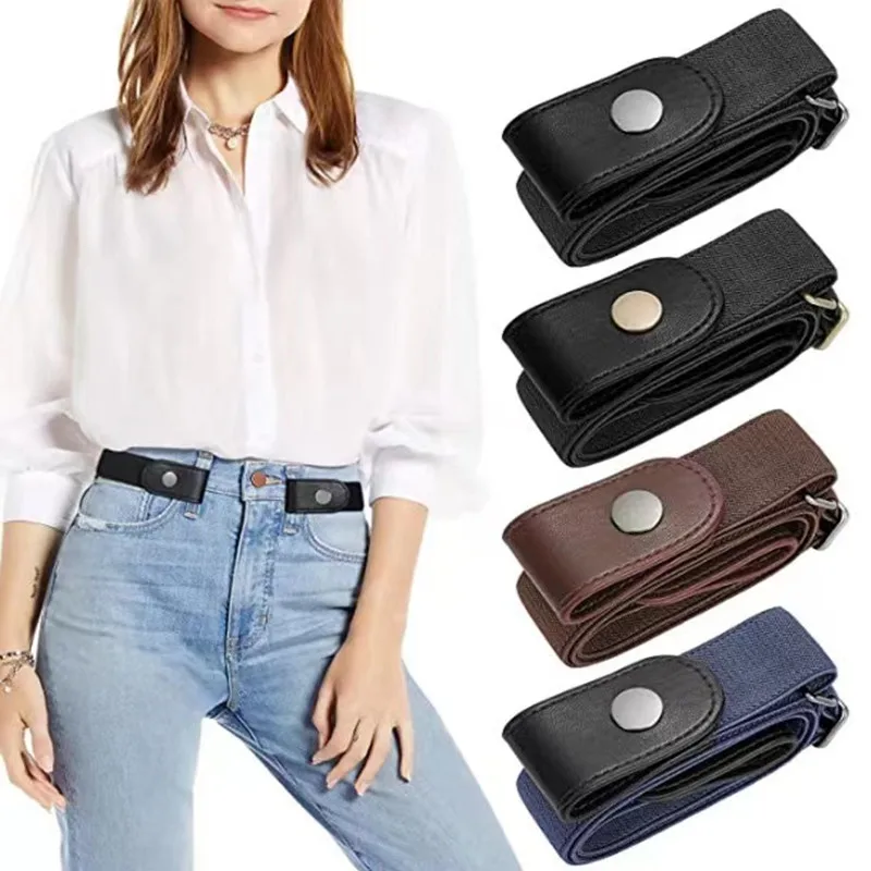 A pair of elastic jeans belt belt with invisible lazy people without punching holes.