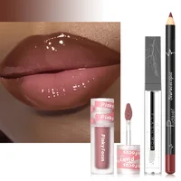 3PCS Glossy Lip Set, Shimmer Lip Gloss + Lip Oil + Lip Liner, Nourishing, Non-Sticky, High Shine, Daily Makeup