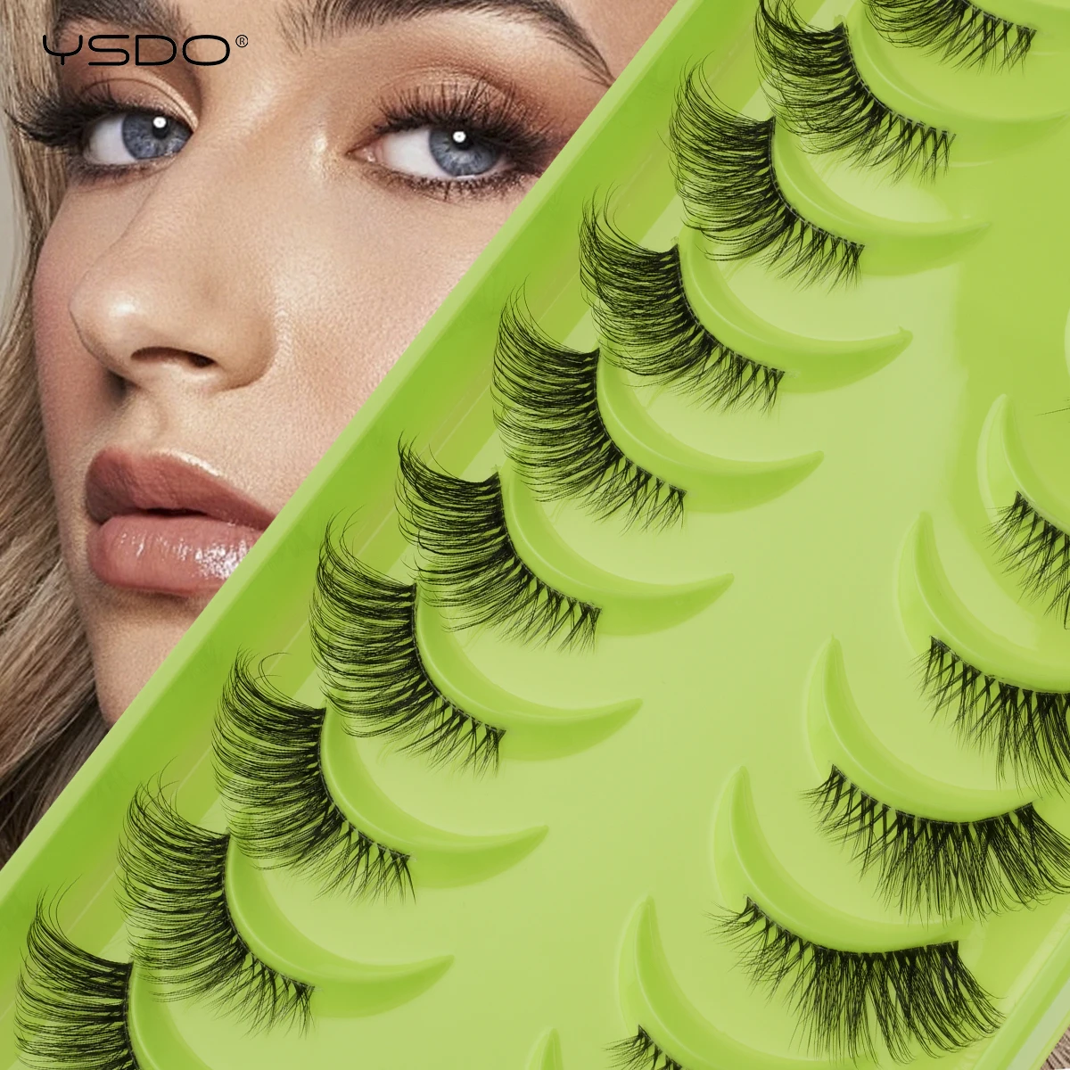 YSDO Cat Eye Lashes Natural Half Eyelashes Soft Wispy Clear Band Lashes With Winged Ends For Extended Eye Look Makeup False Lash