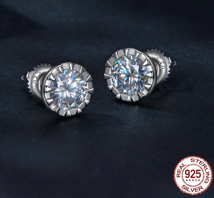 

2CT EX Moissanite Solitaire 925 Stud Earrings D Color VVS1 With GRA Certificate