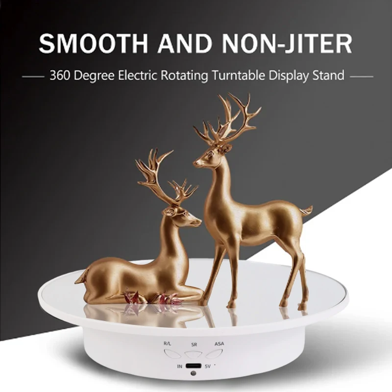Jewelry Display Stand Rotating Display Stand Rotating Turntable Plate 360 Degree Electric Rotating Display Stand Jewelry Show Holder 20cm Turntable for Product Display Photography Video Shooting