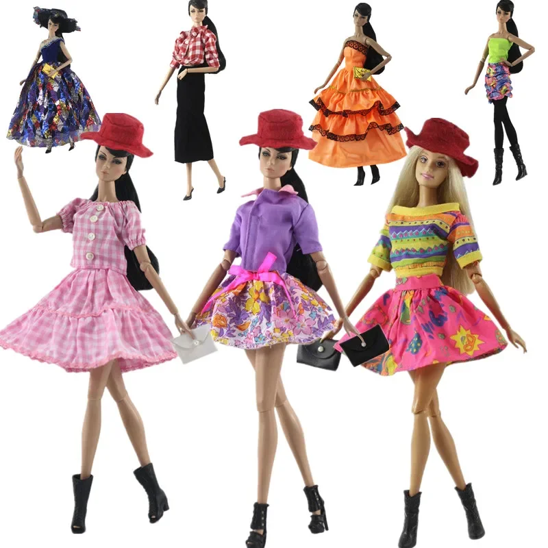 

1/6 BJD Doll Clothes Set Fashion Shirt Skirt Handbag Hat Dress for Barbie Clothes 11.5" Dollhouse Accessories Kids Toy Girl Gift