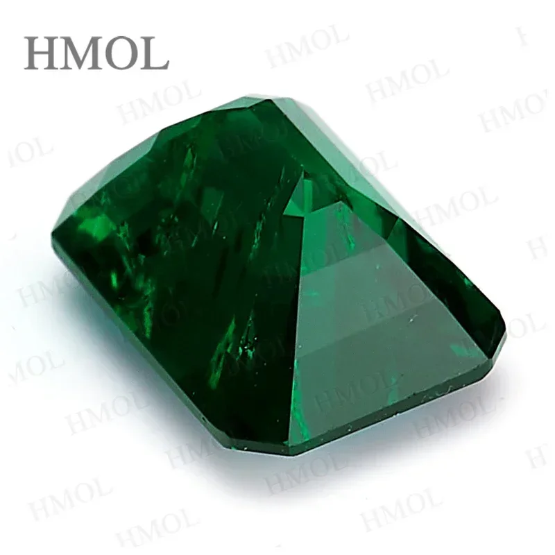 Lab Grown Zambian Emeralds Green Color Emerald Cut With Cracks Inclusions Inside Selectable AGL Certificate Charm Jewelry Making