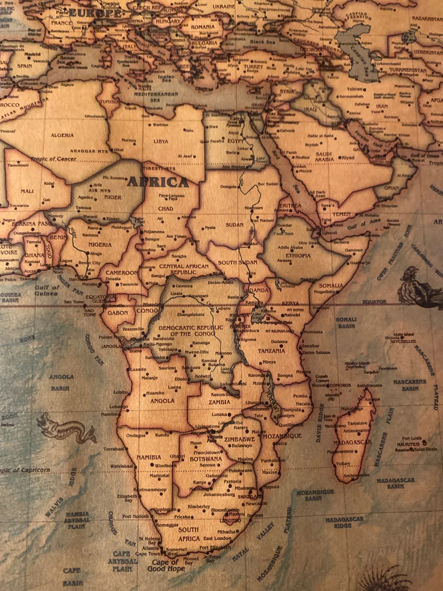 71*36cm World Map Vintage Journal Poster Retro World Globe Map Personalized Atlas Poster Decoration For Office School Maps