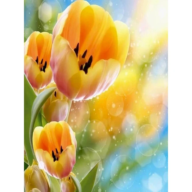 5D Diamond Painting Flower Full Diamond Tulip Rose DIY Diamond Mosaic Art Painting Cross Stitch Rhinestone Embroidery Home Decor CY-HH00751AE6