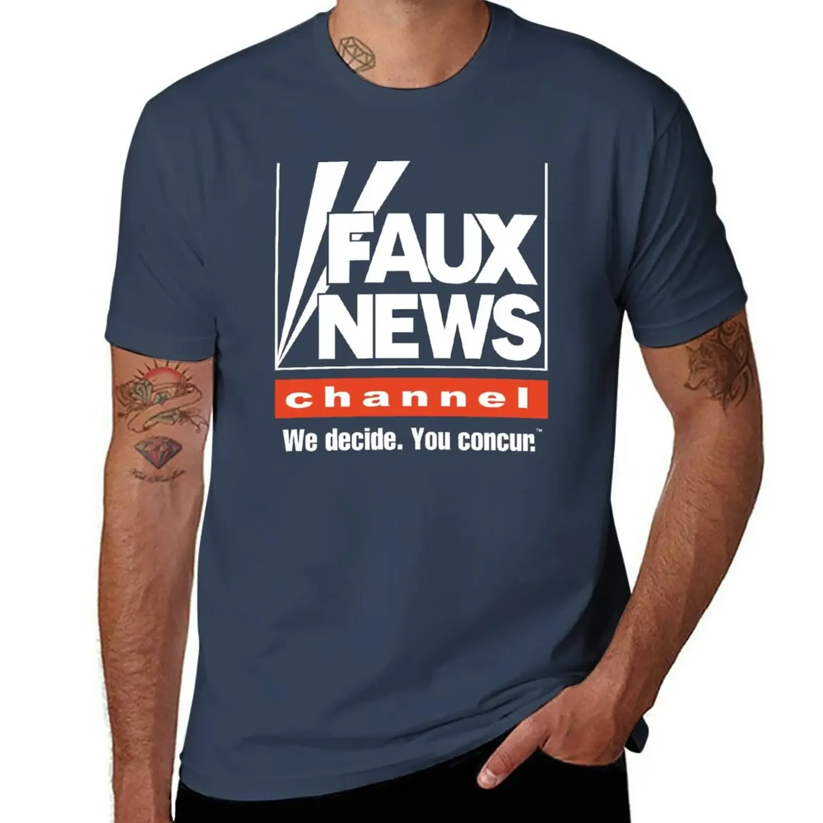 

Faux News Channel T-Shirt summer tops customizeds mens t shirts