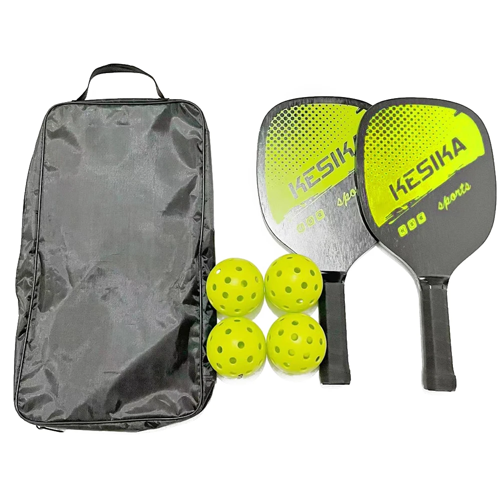 2Pcs Pickle Paddles Rackets + 4 Balls Lightweight Outdoor Indoor Sports Racquet for Women Man Holiday Gifts