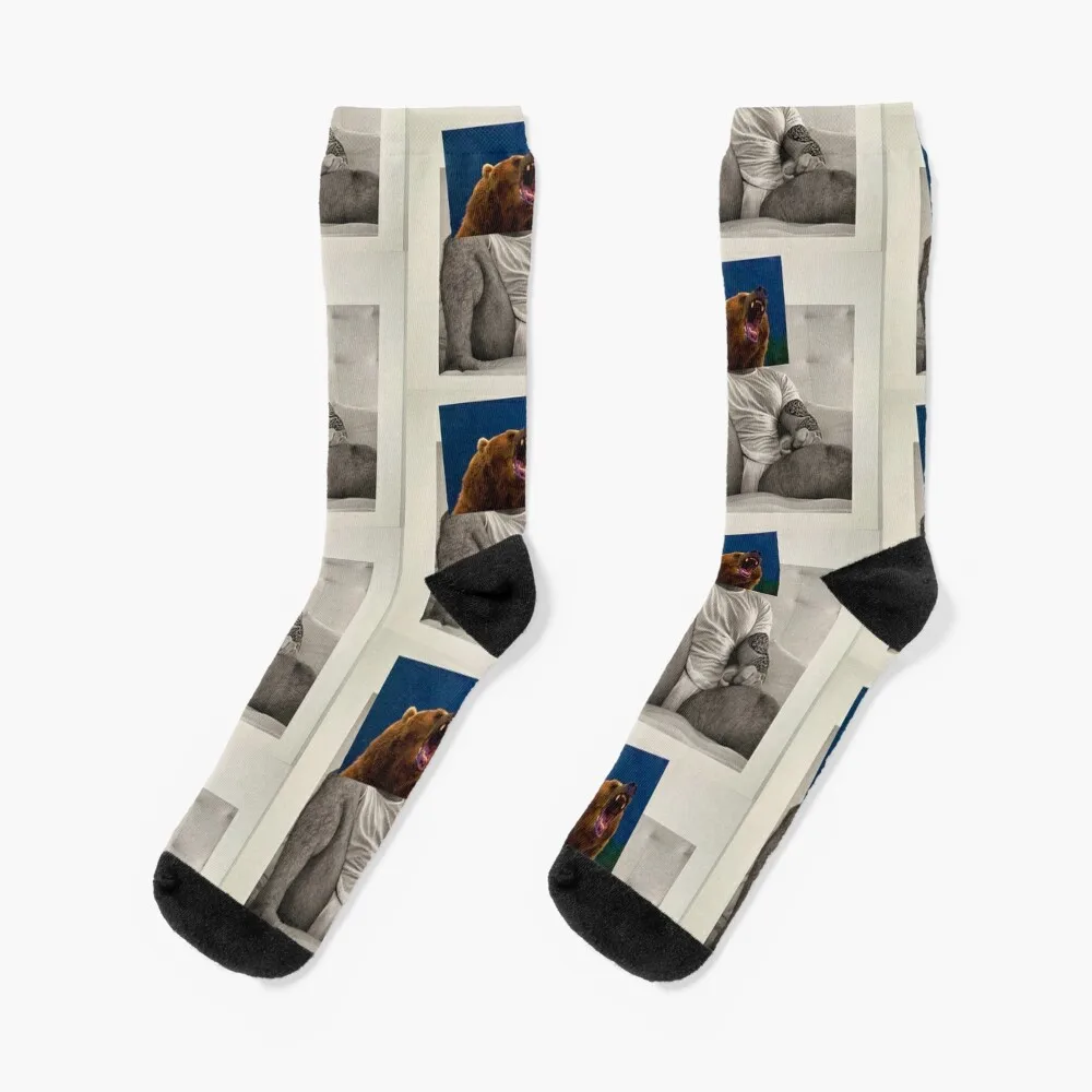 

BEAR Tighty Whities - repurposed, up-cycled photo collage Socks essential Thermal man winter Designer Man Socks Women's