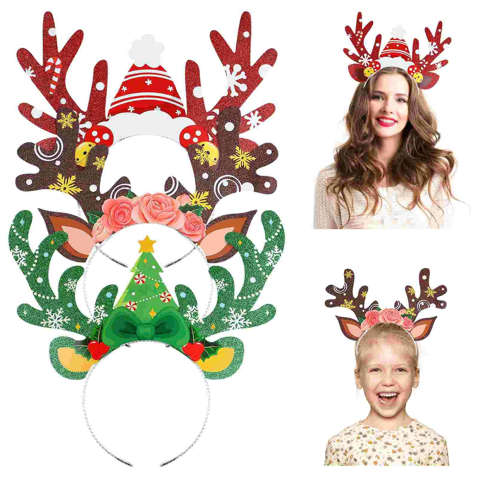 

Headband Christmas Headwear Headbands Antlers Party Decorations Hair Aluminum Foil