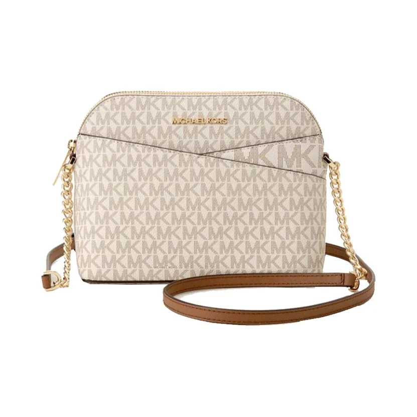 MICHAEL KORS Jet Set Borsa da viaggio a cupola in PVC, borsa da viaggio, borsa a tracolla, borsa a tracolla da donna bianco vaniglia 35F1GTVC6B-VANILLA