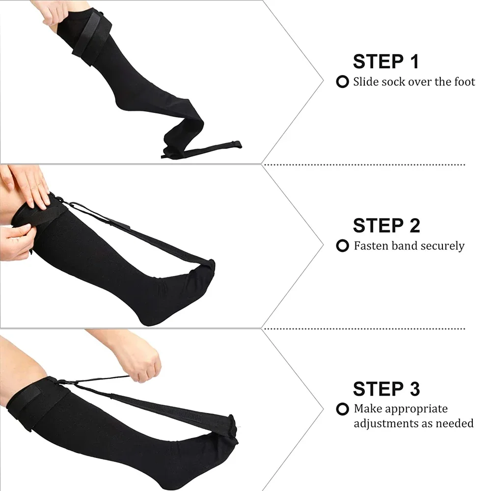 1Set Foot Drop Plantar Fasciitis Night Sock Stockings Soft Stretching Boot Splint for Sleeping Heel Pain Relief Compression